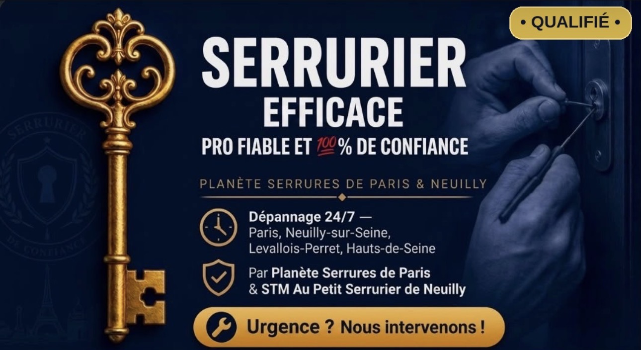Serrurier efficace, pro fiable et 100% de confiance — Planète Serrures de Paris & STM Au Petit Serrurier de Neuilly, dépannage 24/7 Paris Neuilly Levallois Hauts-de-Seine